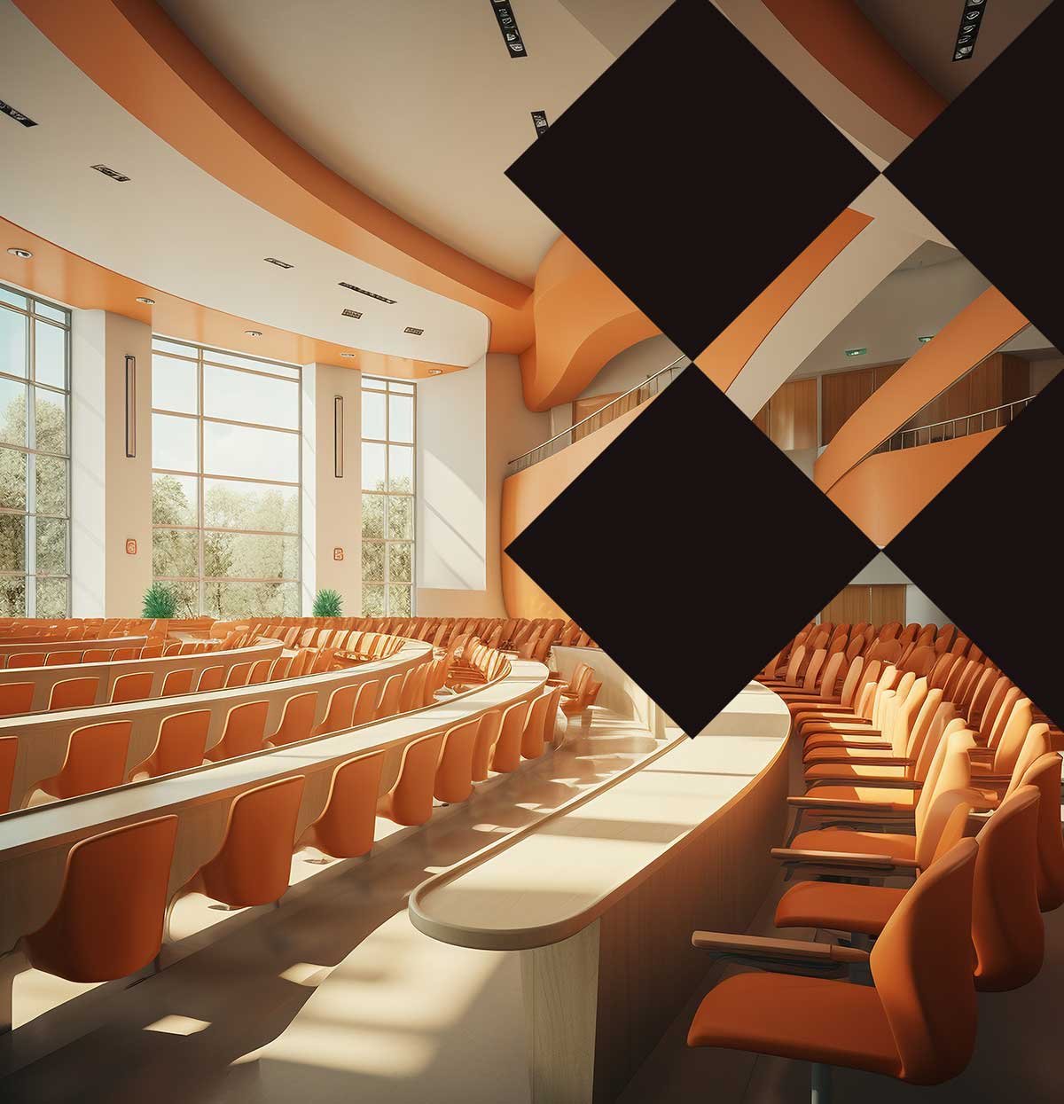 A tiered lecture hall